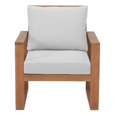 Alaterre Furniture Weston Eucalyptus Wood Outdoor Chair with Gray Cushions ANWT01EBO